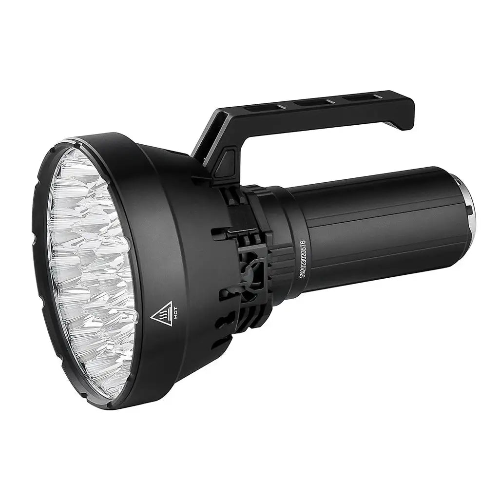 Linterna NASA - linterna recargable de alta potencia, potente, recargable, con 32 LED Cree XHP50.3 Hi-LED, SR32, 120,000 lúmenes.